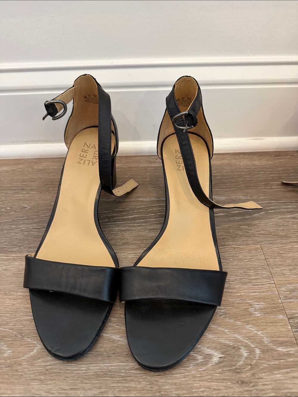 Naturalizer Black Open-Toe Ankle Strap Heels
